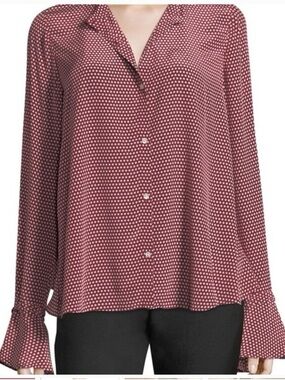 Robert Rodriguez 100% Silk Star Print Open-Back Blouse
